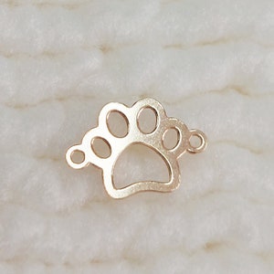 PAW09R2 Paw Connector Pet Charm 9.2 x 6.7mm 24ga For Bracelet Necklace Making Gold Filled (14KGF) Findings Jewelry Handmade Accessories DIY