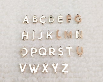 AA01 Basic Letter Connector With 2 Vertical Rings 20ga (A - Z) Gold Filled (14KGF) Jewelry Findings