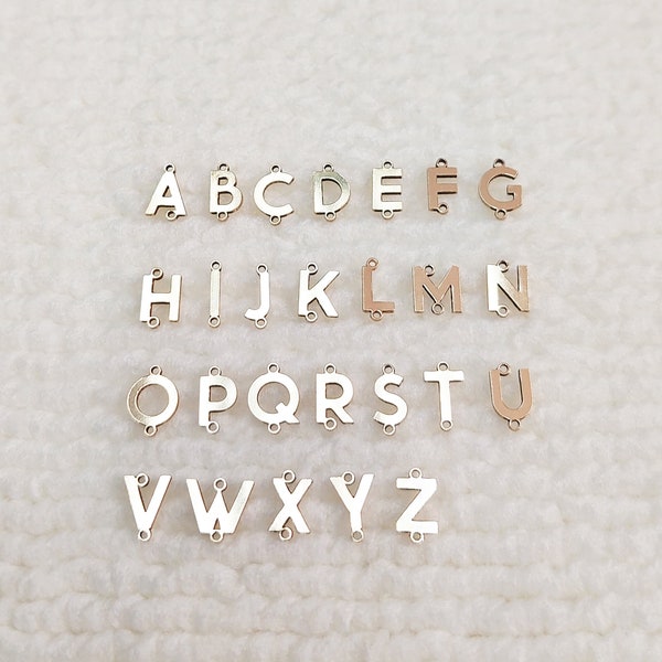 AA01 Basic Letter Connector With 2 Vertical Rings 20ga (A - Z) Gold Filled (14KGF) Jewelry Findings