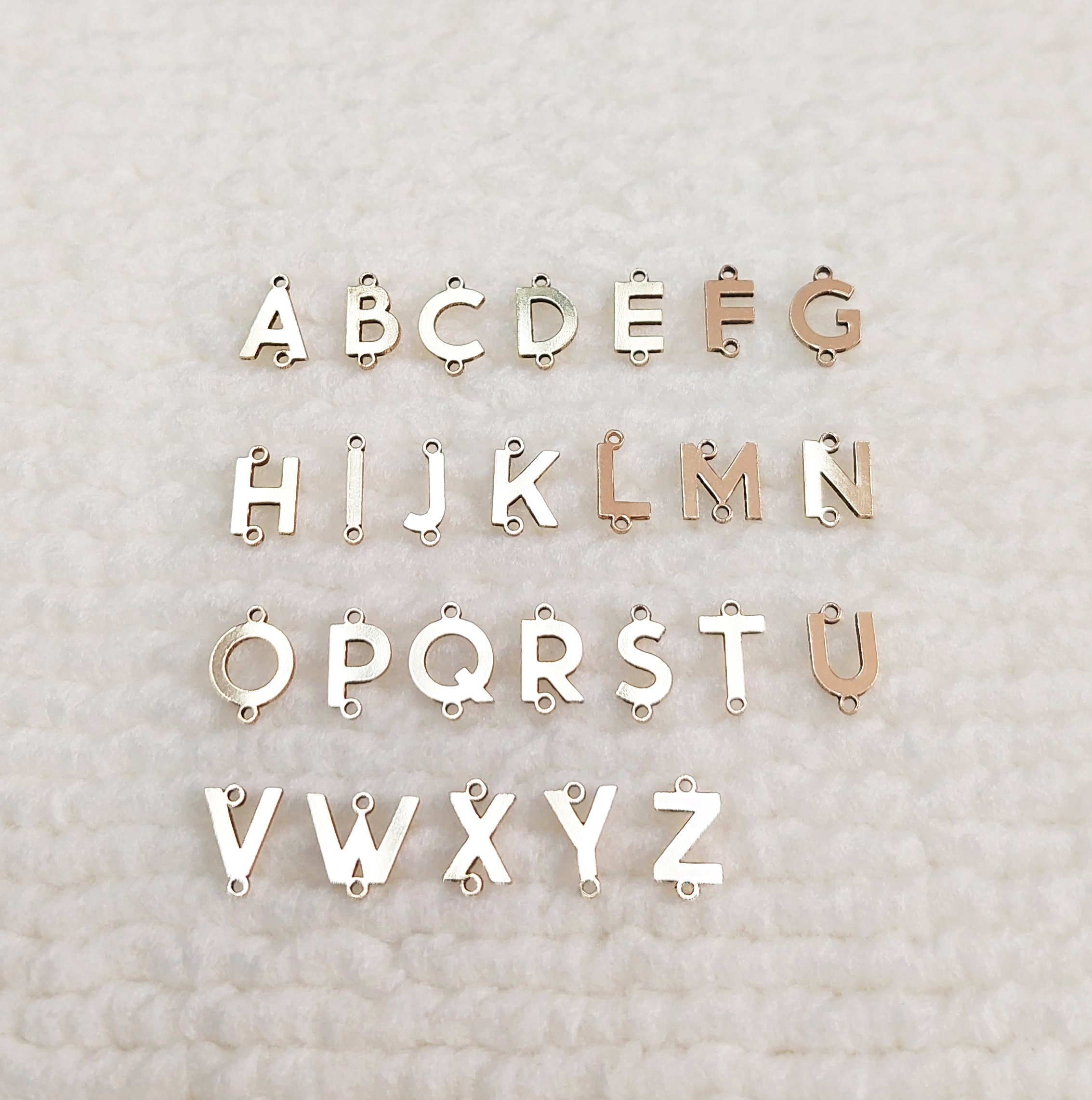 14k Gold Letter Forte Beads, 13mm, Gold Plated Letter Beads, Forte