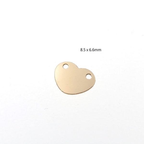 HA856H2 Gold Filled (14KGF) 8.5x6.6mm Heart Festoon Link With 2 Holes For Bracelet Necklace Making Findings Jewelry DIY Accessories