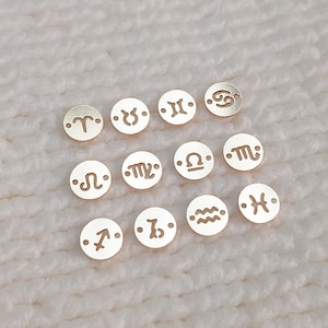 7RDCSTE24GAH2 Zodiac Horoscope Constellations Sign 7mm Round Disc Connector 24ga Gold Filled (14KGF) Minimalist Jewelry Findings