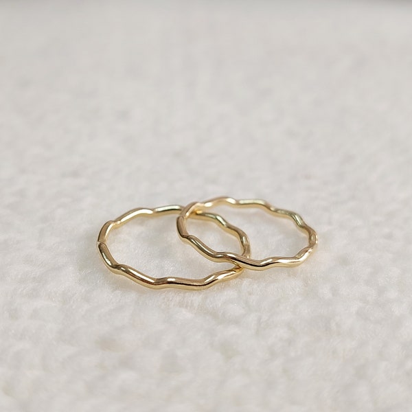 Gold Filled (14KGF) GFR1265W-GFR1269W 1.27mm Wire Ripple Stacking Ring, Squiggle Ring, Wave Ring 16ga Size 5-9 Jewelry Accessories Wholesale