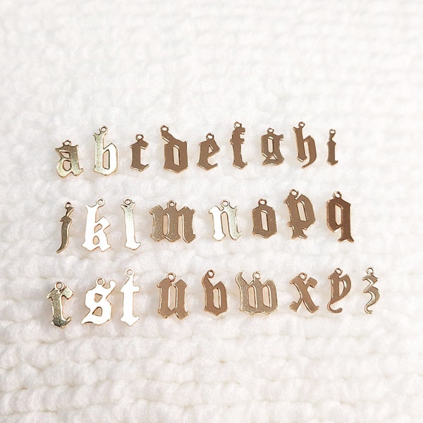 GFOLD10 Gothic Old England Letter (A-Z) Charm DIY Gold Filled (14KGF) Jewelry Handmade Accessories ALPHABET Drop Personalized