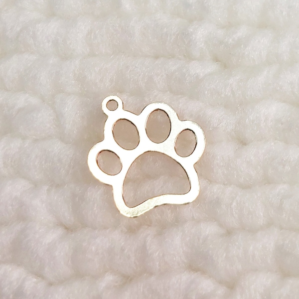 PAW10 10 x 10.4mm Dog Paw Charm Pet Charm For Bracelet Necklace Making Gold Filled (14KGF) Findings Jewelry Handmade Accessories DIY