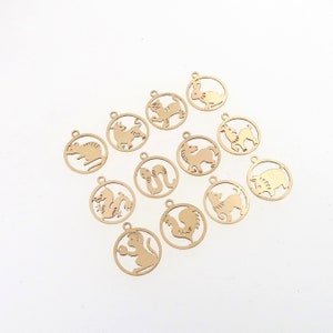 GFZD1012 Gold Filled (14KGF) 9.8 x 11.7mm Chinese Zodiac Charm For Bracelet Necklace Making Findings Jewelry DIY Handmade Accessories