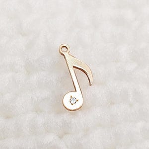 CZ115MN Gold Filled (14KGF) 11.5 x 5.5mm Music Note Charm With CZ For Bracelet Necklace Making Findings Jewelry DIY Accessories