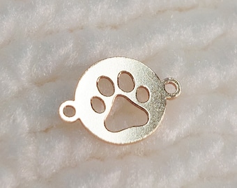 GF7RDPAWR2 Paw Connector 9.7 x 7mm 24ga Pet Charm For Bracelet Necklace Making Gold Filled (14KGF) Findings Jewelry Handmade Accessories DIY