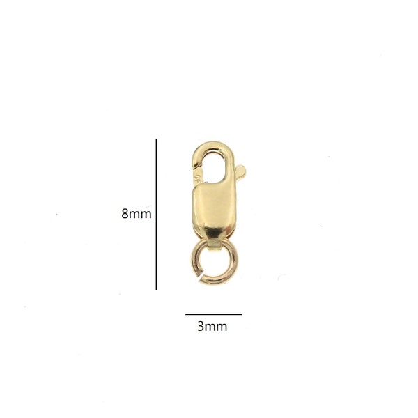 GF1410R Gold Filled (14KGF) 3x8mm Lobster Claw Clasps With Open Ring For Bracelet Necklace Components Findings Jewelry Accessories
