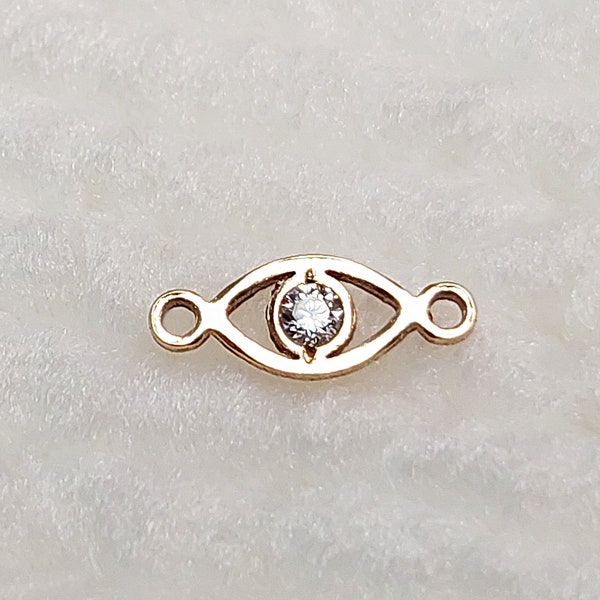 EY9335CZ Eye Shape Connector With CZ 9.3 X 3.5mm Gold Filled (14KGF) Jewelry Findings