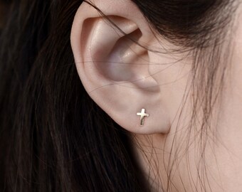 GF667R Gold Filled(14KGF)4.3 x 6.3mm 24g Tiny Cross Post Earring For Bracelet Necklace Making Findings Jewelry Handmade Accessories