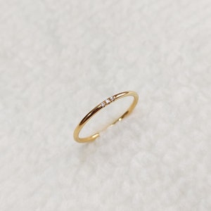 GFR1265CZ3-GFR1269CZ3 Gold Filled (14KGF) 1.27mm Round Wire Stacking Ring 16ga with 3 CZs Dainty Ring Minimalist Thin Skinny Ring Wholesale