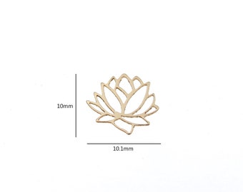 SO06 Gold Filled (14KGF) 10x10.1MM Lotus Flower Charm For Bracelet Necklace Making Findings Jewelry DIY Handmade Accessories