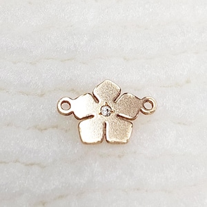 FL1007CZ Gold Filled (14KGF) 10.6 x 7mm Flower Connector With CZ For Bracelet Necklace Making Findings Jewelry DIY Accessories