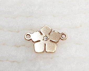 Connecteur de fleur avec CZ 10,6 x 7 mm • Charme délicat • Minimaliste • Bijoux en gold filled (14 kg) • Vente en gros • FL1007CZ