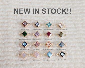 4mm Diamond-Shaped Bezel Connector With 2mm Closed Rings• Birth Stone Bezel• Gold Filled (14KGF) Jewelry Findings •GF4DIAR2CZ / 94DIAR2CZ