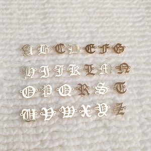 GFBLOLDR2 7mm Old England Block Letter (A-Z) Connector Charm with 2 rings  Gold Filled (14KGF) Jewelry Accessories Gothic ALPHABET