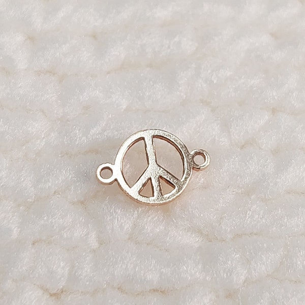 GFPS6R2 Gold Filled (14KGF) 6mm Mini Peace Sign Connector with 2 rings 24ga For Bracelet Necklace Making Findings Jewelry Accessories
