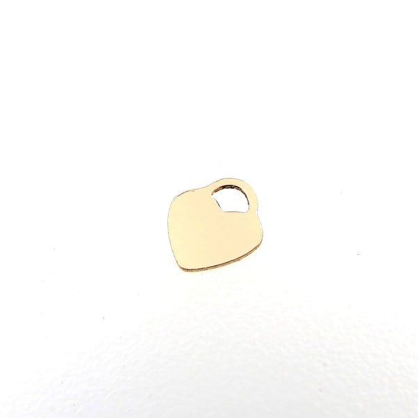 HA02s Gold Filled (14KGF) 7 x 6.0mm Heart Tag 28ga For Bracelet Necklace Making Findings Jewelry DIY Handmade Accessories