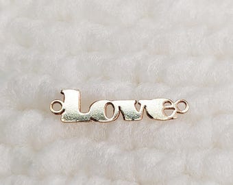LO1536 Gold Filled (14KGF) 14.5 x 3.6mm Stout Art Font "Love" Connector 24ga For Bracelet Necklace Making Jewelry Findings DIY Accessories