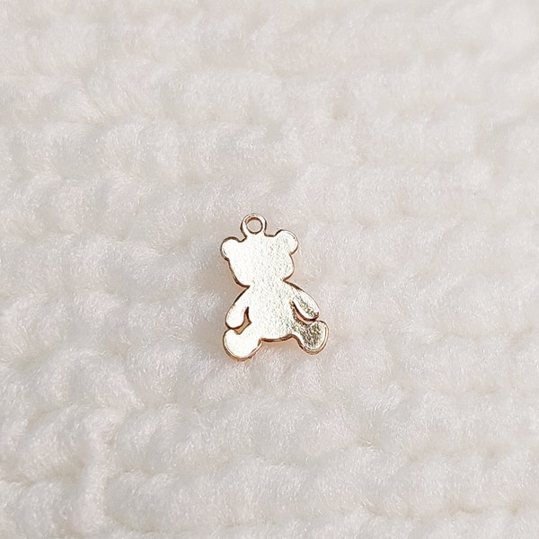 BEAR963 Bear Charm 24ga 9 x 6.3mm Tiny Teddy Bear For Bracelet Necklace Making Gold Filled (14KGF) Findings Jewelry DIY Accessories