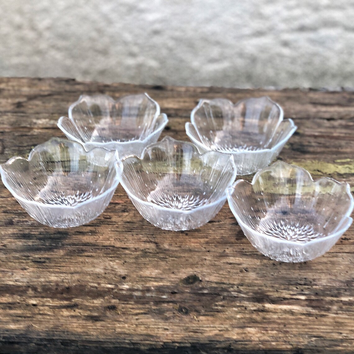 Vintage clear glass serving flowers shaped bowls Set of 5 Etsy