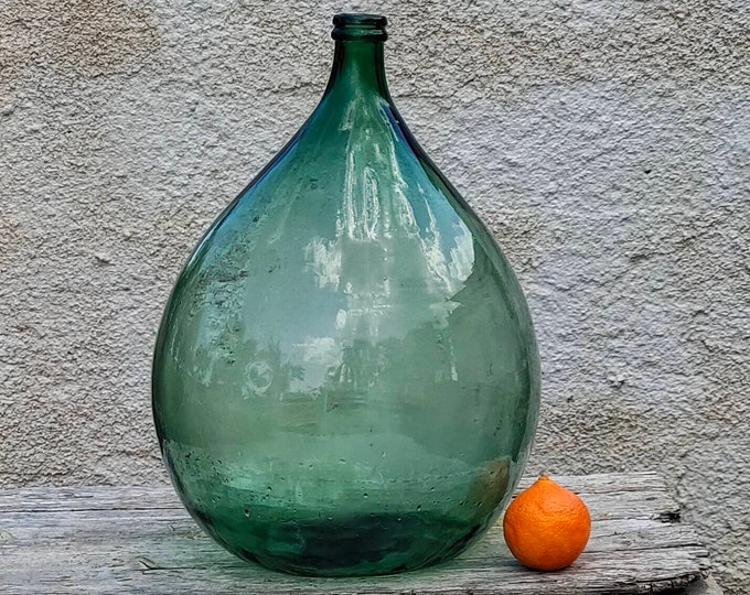 Vintage Large Glass Wine Bottle 54l Italian Demijone XXL Garden Outdoor Decor Etsy