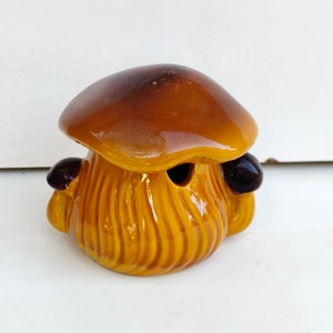 Ceramic parmesan cheese box with lid Mushroom  kitchen container, vintage sugar bowl