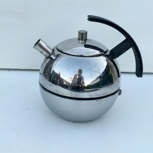 Caffettiera Moka in acciaio orientale per 6 tazze, design space age vintage