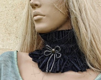 White Ivory Tulle Ruff Collar Choker Layered Choker Neck
