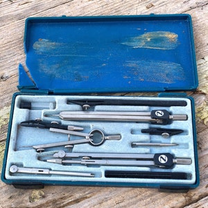 Vintage drawing instrument set boxed Technical compass Bottcher