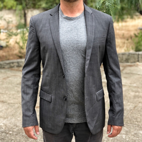 Vintage Dark Grey Striped Suit Jacket Calvin Klein for Men - Etsy Vintage Dark Grey Striped Suit Jacket Calvin Klein for Men - Etsy