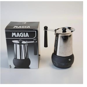 Magia Guido Bergna GB 6 Cups Moka Pot 18/10 Stainless Steel Stovetop Espresso Maker Italy NOS with Box 80s