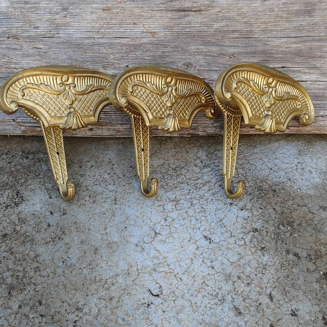 Vintage Brass Coat Hooks Victorian Coat Rack , Set of 3 Etsy