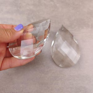 Crystal faceted glass prisms Antique lamp parts Huge sun catcers Teadrops