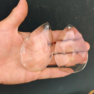 Crystal faceted glass prisms Antique lamp parts Huge sun catcers Teadrops