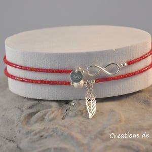 Bracelet miyuki rouge et feuille filigranée image 3