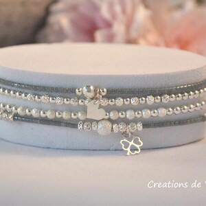 Bracelet miyuki gris foncé et coeur argent 925 image 3