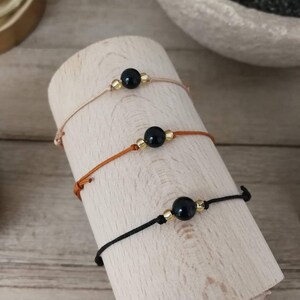 Armband med halvädelstenar Agate noire