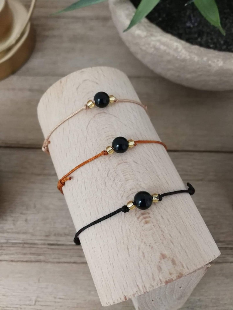 Armband med halvädelstenar Agate noire
