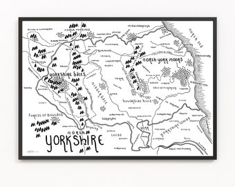 NORTH YORKSHIRE Map Print | County Map | Minimalist Map Art | Wall Art | Art Print