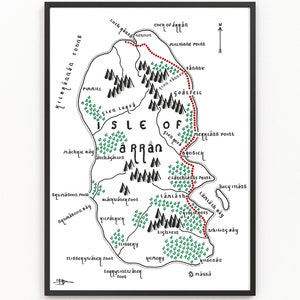 ÎLE D'ARRAN Imprimer la carte | Art cartographique minimaliste | Art mural | Impression artistique