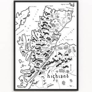 HIGHLAND (Scotland) Map Print | Minimalist Map Art | Wall Art | Art Print