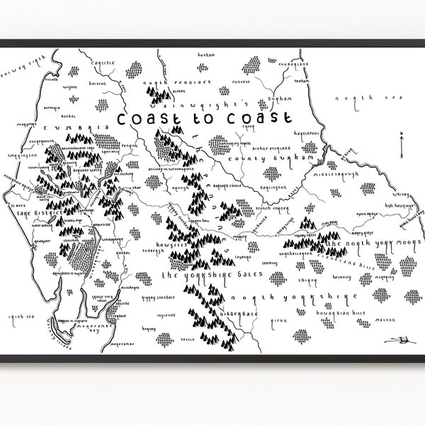 WAINWRIGHT'S COAST to COAST (2nd Edition) Map Print | Trail Map | Minimalist Map Art | Wall Art | Art Print