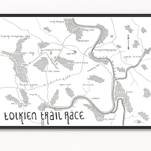 TOLKIEN TRAIL RACE-kaart afdrukken | Routekaart | Minimalistische kaartkunst | Muurkunst | Kunstafdruk