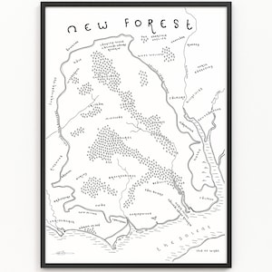 HET NIEUWE BOS-kaart afdrukken | Kaart Nationaal Park | Minimalistische kaartkunst | Muurkunst | Kunstafdruk