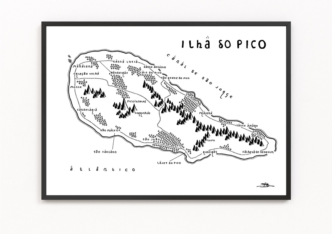 ILHA DO PICO pico Island Map Print Minimalist Map Art Etsy
