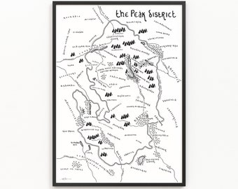 Peak District Wall Map The Peak District Map Print National Park Map Minimalist | Etsy Uk