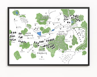 THE SHIRE Limited Edition Map Print | Shire Map | Minimalist Map Art | Wall Art | Art Print
