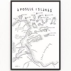 Impression de la carte des ILES APOTRES | Art cartographique minimaliste | Art mural | Impression artistique